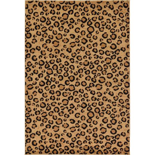  Unique Loom Wildlife Collection Leopard Animal Dark Gray Area Rug (7 x 10)