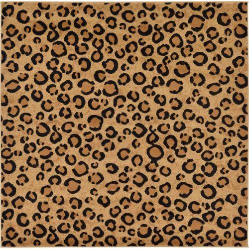  Unique Loom Wildlife Collection Leopard Animal Dark Gray Area Rug (7 x 10)