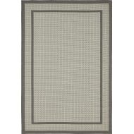 Unique Loom Outdoor Collection Solid Casual Border Indoor and Outdoor Transitional Gray Area Rug (4 x 6)