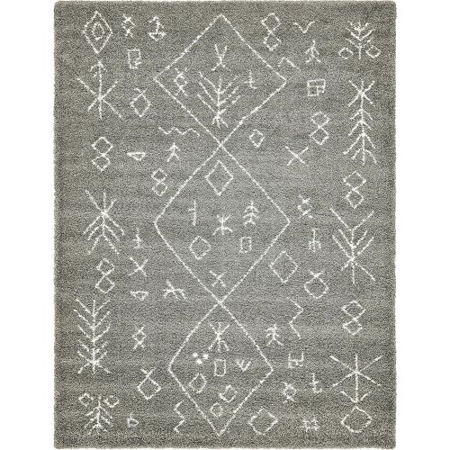  Unique Loom Rabat Shag Collection Tribal Moroccan Nomad Plush Navy Blue Area Rug (9 x 12)