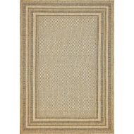 Unique Loom Outdoor Collection Solid Border Casual Indoor and Outdoor Transitional Light Brown Square Rug (6 x 6)