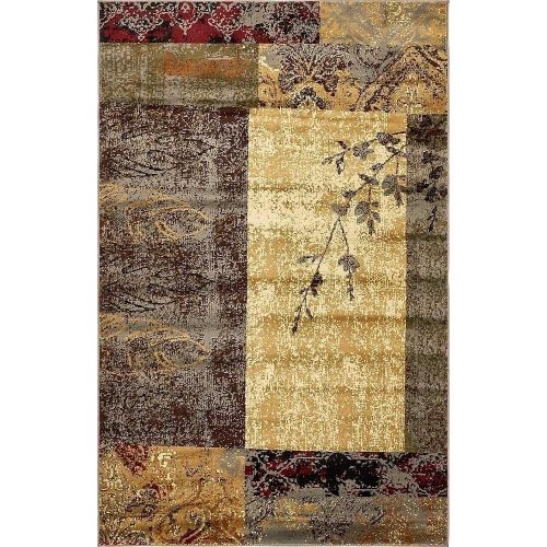  Unique Loom Barista Collection Abstract Vintage Modern Rustic Warm Multi Area Rug (5 x 8)