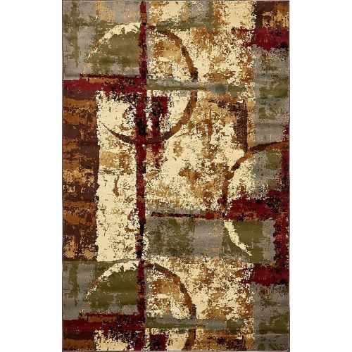  Unique Loom Barista Collection Abstract Vintage Modern Rustic Warm Multi Area Rug (5 x 8)