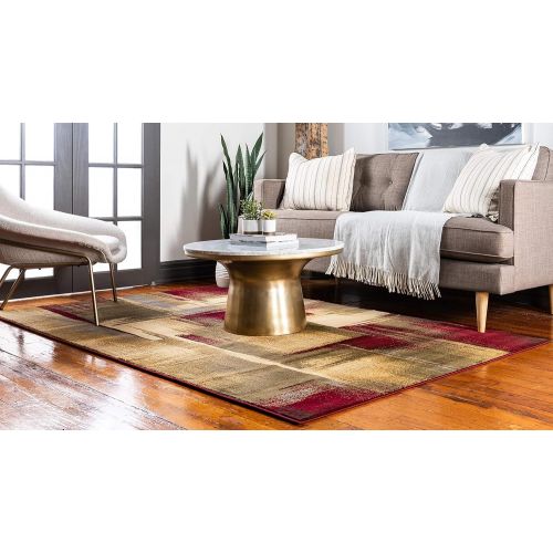  Unique Loom Barista Collection Abstract Vintage Modern Rustic Warm Multi Area Rug (5 x 8)