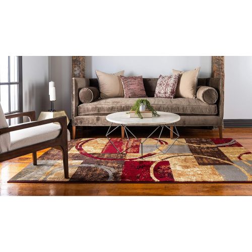  Unique Loom Barista Collection Abstract Vintage Modern Rustic Warm Multi Area Rug (5 x 8)