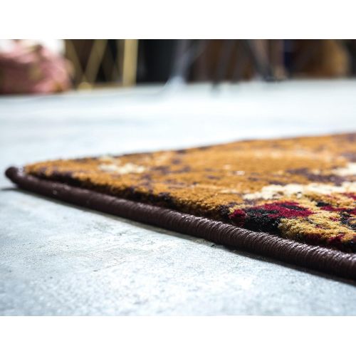  Unique Loom Barista Collection Abstract Vintage Modern Rustic Warm Multi Area Rug (5 x 8)