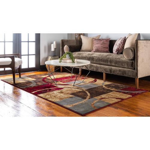  Unique Loom Barista Collection Abstract Vintage Modern Rustic Warm Multi Area Rug (5 x 8)