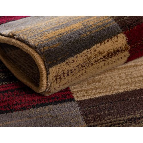  Unique Loom Barista Collection Abstract Vintage Modern Rustic Warm Multi Area Rug (5 x 8)