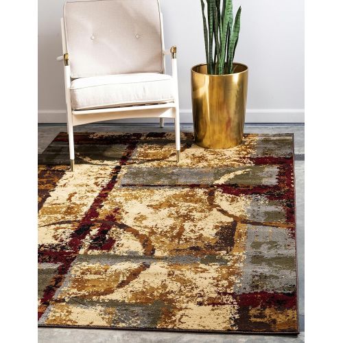  Unique Loom Barista Collection Abstract Vintage Modern Rustic Warm Multi Area Rug (5 x 8)