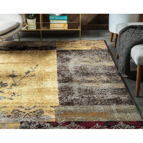  Unique Loom Barista Collection Abstract Vintage Modern Rustic Warm Multi Area Rug (5 x 8)