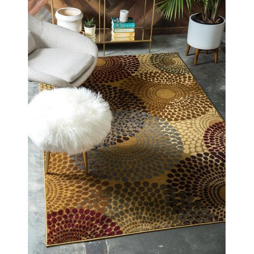  Unique Loom Barista Collection Abstract Vintage Modern Rustic Warm Multi Area Rug (5 x 8)