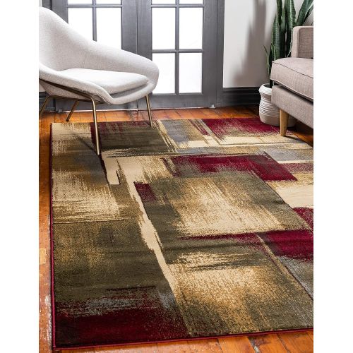  Unique Loom Barista Collection Abstract Vintage Modern Rustic Warm Multi Area Rug (5 x 8)