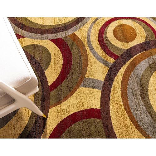  Unique Loom Barista Collection Abstract Vintage Modern Rustic Warm Multi Area Rug (5 x 8)