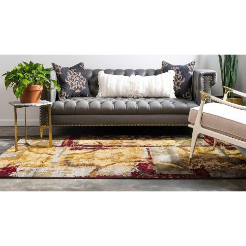  Unique Loom Barista Collection Abstract Vintage Modern Rustic Warm Multi Area Rug (5 x 8)