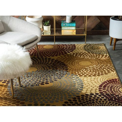  Unique Loom Barista Collection Abstract Vintage Modern Rustic Warm Multi Area Rug (5 x 8)