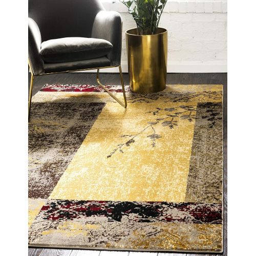  Unique Loom Barista Collection Abstract Vintage Modern Rustic Warm Multi Area Rug (5 x 8)