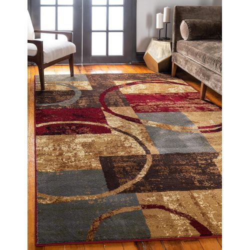  Unique Loom Barista Collection Abstract Vintage Modern Rustic Warm Multi Area Rug (5 x 8)