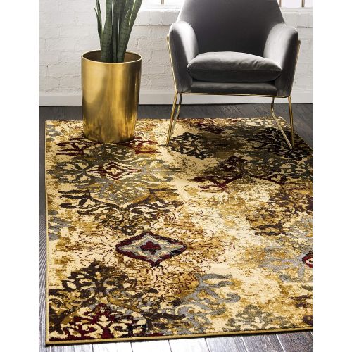  Unique Loom Barista Collection Abstract Vintage Modern Rustic Warm Multi Area Rug (5 x 8)