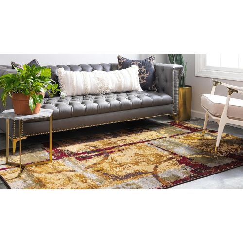  Unique Loom Barista Collection Abstract Vintage Modern Rustic Warm Multi Area Rug (5 x 8)