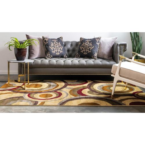  Unique Loom Barista Collection Abstract Vintage Modern Rustic Warm Multi Area Rug (5 x 8)