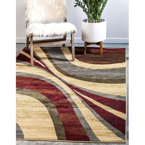  Unique Loom Barista Collection Abstract Vintage Modern Rustic Warm Multi Area Rug (5 x 8)