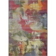 Unique Loom Outdoor Collection Watercolor Abstract Transitional Indoor and Outdoor Multi Area Rug (5 x 8)