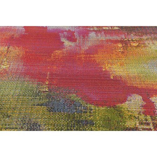  Unique Loom Outdoor Collection Watercolor Abstract Transitional Indoor and Outdoor Multi Area Rug (5 x 8)