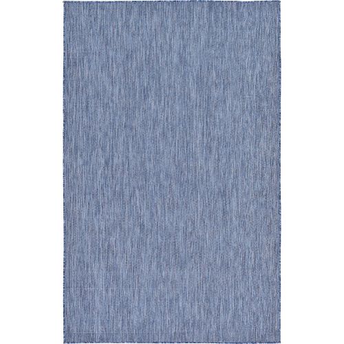  Unique Loom Outdoor Collection Casual Solid Accent Home Decor Aquamarine Area Rug (5 x 8)