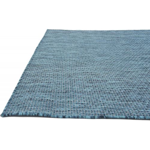  Unique Loom Outdoor Collection Casual Solid Accent Home Decor Aquamarine Area Rug (5 x 8)