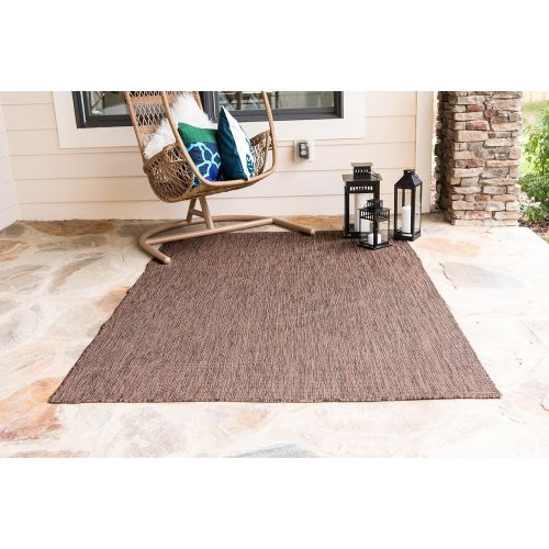  Unique Loom Outdoor Collection Casual Solid Accent Home Decor Aquamarine Area Rug (5 x 8)