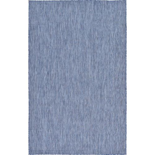  Unique Loom Outdoor Collection Casual Solid Accent Home Decor Aquamarine Area Rug (5 x 8)