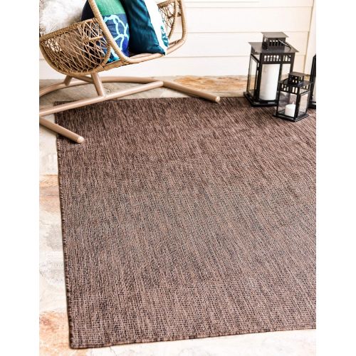  Unique Loom Outdoor Collection Casual Solid Accent Home Decor Aquamarine Area Rug (5 x 8)