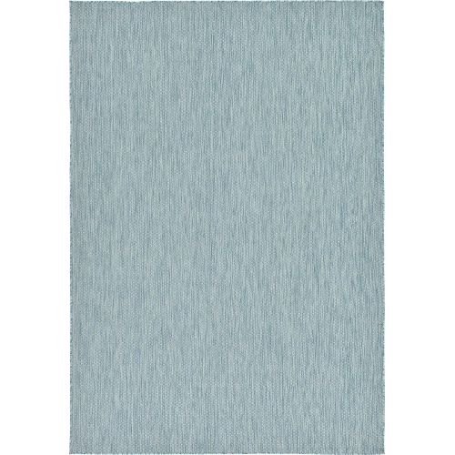  Unique Loom Outdoor Collection Casual Solid Accent Home Decor Aquamarine Area Rug (5 x 8)