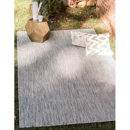  Unique Loom Outdoor Collection Casual Solid Accent Home Decor Aquamarine Area Rug (5 x 8)