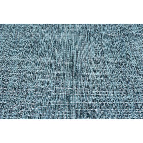  Unique Loom Outdoor Collection Casual Solid Accent Home Decor Aquamarine Area Rug (5 x 8)