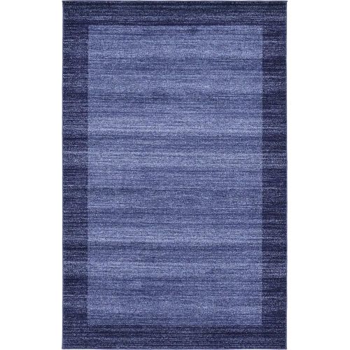  Unique Loom Del Mar Collection Contemporary Transitional Navy Blue Area Rug (5 x 8)