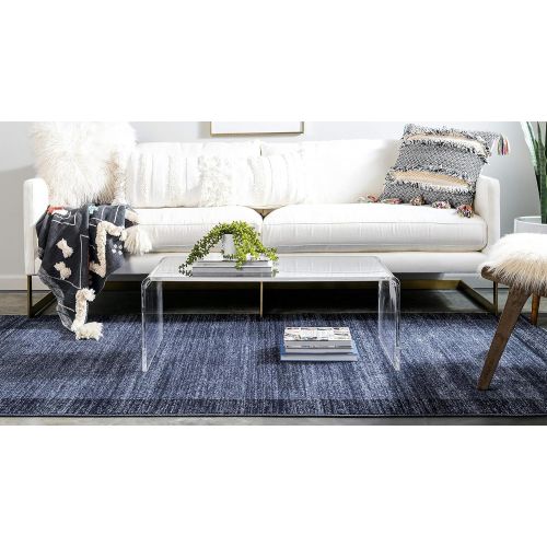  Unique Loom Del Mar Collection Contemporary Transitional Navy Blue Area Rug (5 x 8)