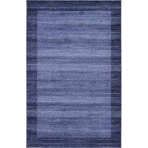  Unique Loom Del Mar Collection Contemporary Transitional Navy Blue Area Rug (5 x 8)