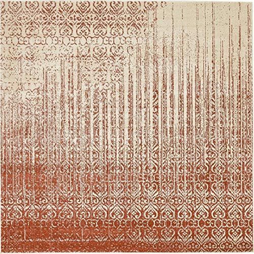  Unique Loom Del Mar Collection Contemporary Transitional Red Square Rug (8 x 8)