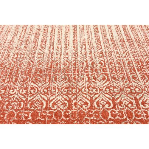  Unique Loom Del Mar Collection Contemporary Transitional Red Square Rug (8 x 8)