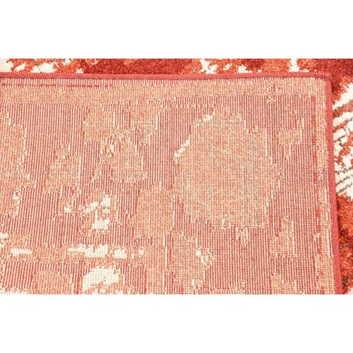  Unique Loom Del Mar Collection Contemporary Transitional Red Square Rug (8 x 8)