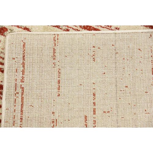  Unique Loom Del Mar Collection Contemporary Transitional Red Square Rug (8 x 8)