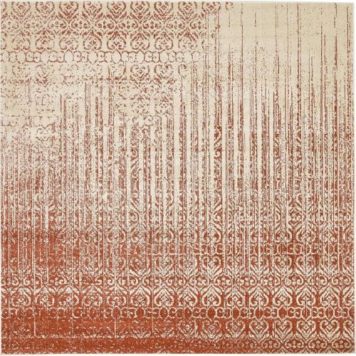  Unique Loom Del Mar Collection Contemporary Transitional Red Square Rug (8 x 8)