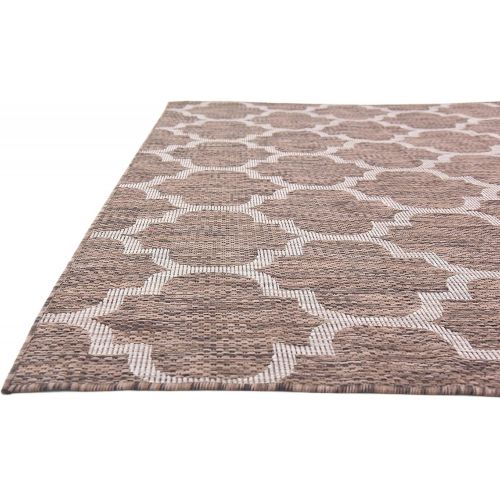  Unique Loom Outdoor Collection Casual Moroccan Lattice Geometric Teal Area Rug (7 x 10)