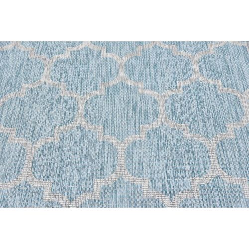  Unique Loom Outdoor Collection Casual Moroccan Lattice Geometric Teal Area Rug (7 x 10)