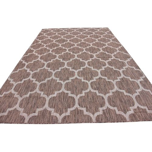  Unique Loom Outdoor Collection Casual Moroccan Lattice Geometric Teal Area Rug (7 x 10)