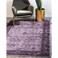 Unique Loom La Jolla Collection Tone-on-Tone Traditional Purple Area Rug (5 x 8)