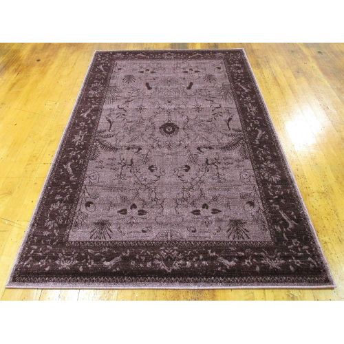  Unique Loom La Jolla Collection Tone-on-Tone Traditional Purple Area Rug (5 x 8)