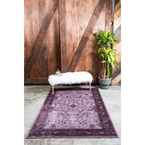  Unique Loom La Jolla Collection Tone-on-Tone Traditional Purple Area Rug (5 x 8)