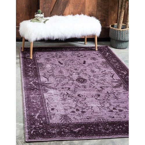  Unique Loom La Jolla Collection Tone-on-Tone Traditional Purple Area Rug (5 x 8)